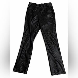 Women’s Black Faux Leather Pants Size Large L (11–13) Stretch Pull-On